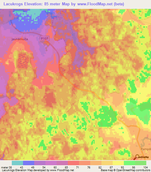 Lacukrogs,Latvia Elevation Map