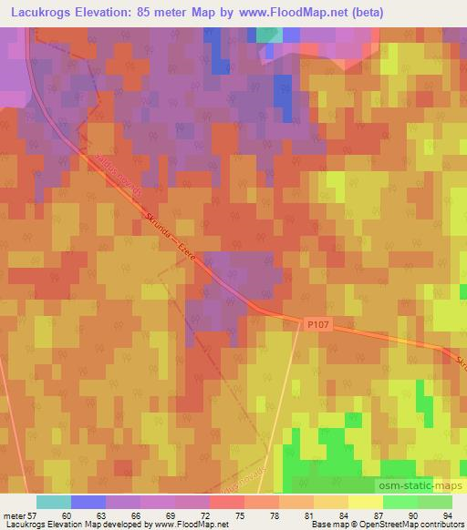 Lacukrogs,Latvia Elevation Map