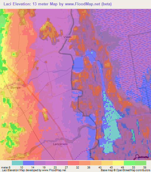 Laci,Latvia Elevation Map