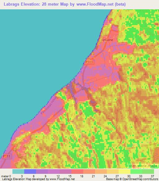 Labrags,Latvia Elevation Map