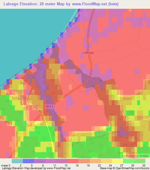 Labrags,Latvia Elevation Map