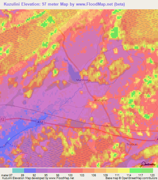 Kuzulini,Latvia Elevation Map