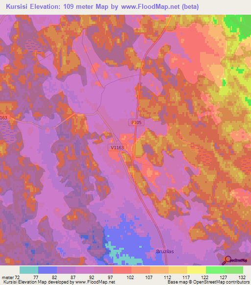 Kursisi,Latvia Elevation Map