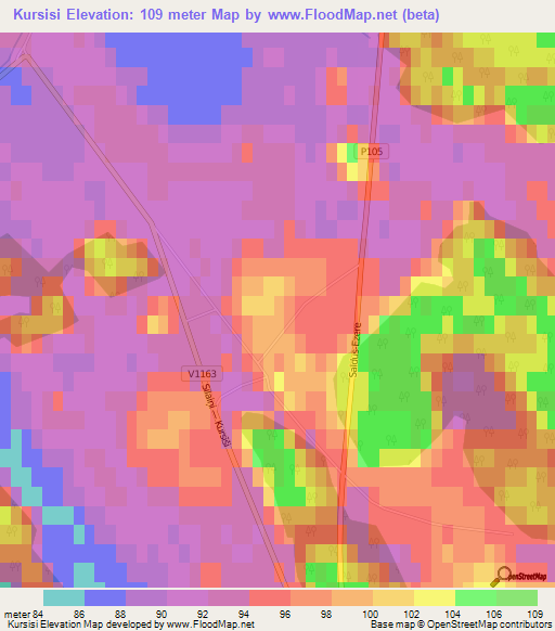 Kursisi,Latvia Elevation Map