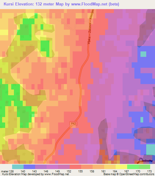 Kursi,Latvia Elevation Map