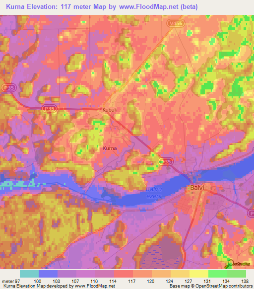 Kurna,Latvia Elevation Map