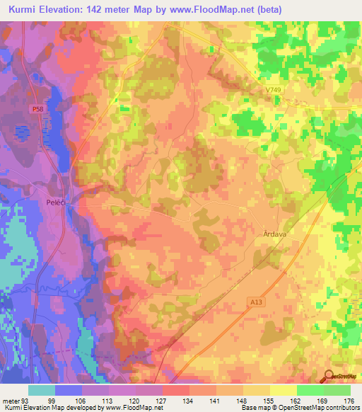 Kurmi,Latvia Elevation Map