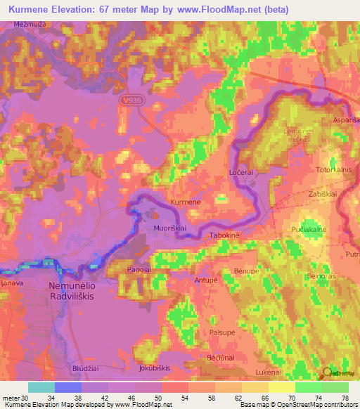 Kurmene,Latvia Elevation Map