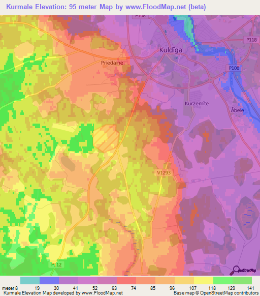 Kurmale,Latvia Elevation Map