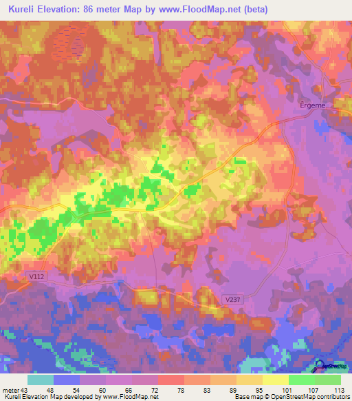 Kureli,Latvia Elevation Map