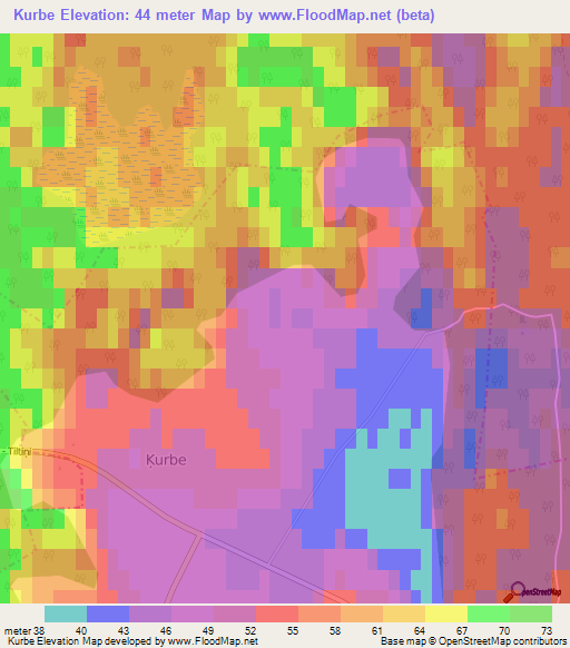 Kurbe,Latvia Elevation Map