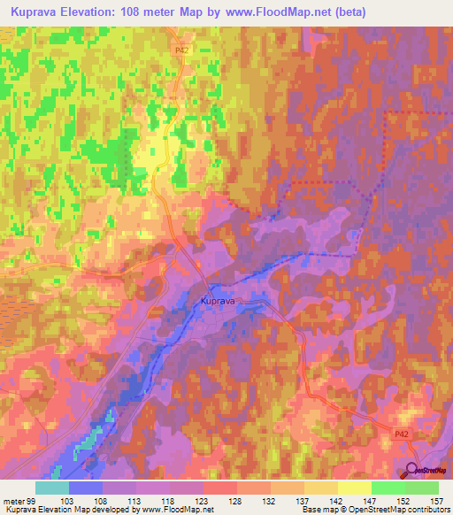 Kuprava,Latvia Elevation Map