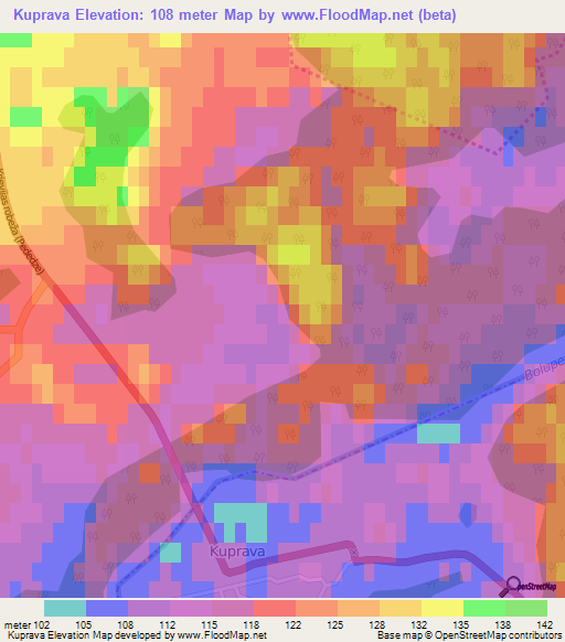 Kuprava,Latvia Elevation Map