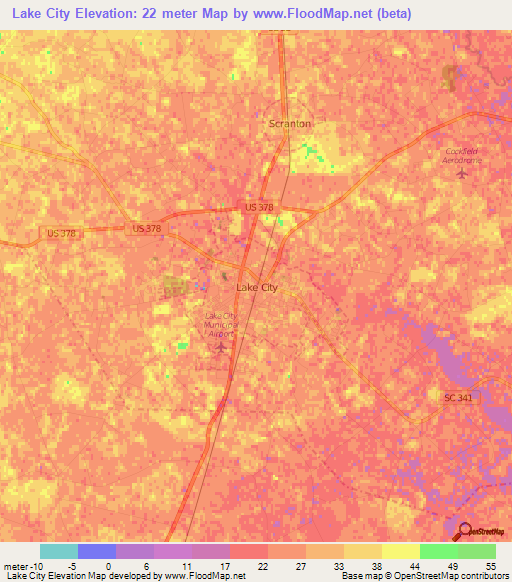 Lake City,US Elevation Map