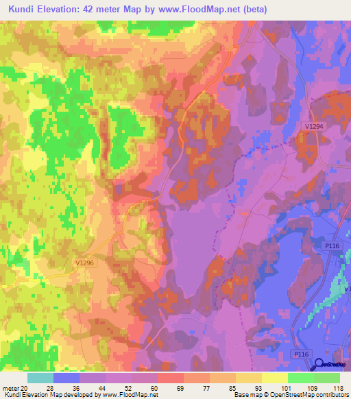 Kundi,Latvia Elevation Map