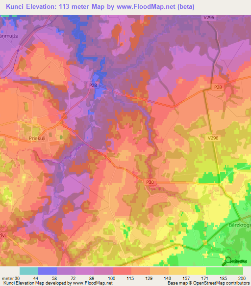 Kunci,Latvia Elevation Map