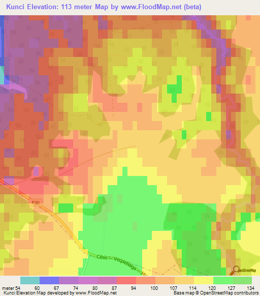 Kunci,Latvia Elevation Map