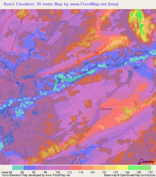 Kunci,Latvia Elevation Map