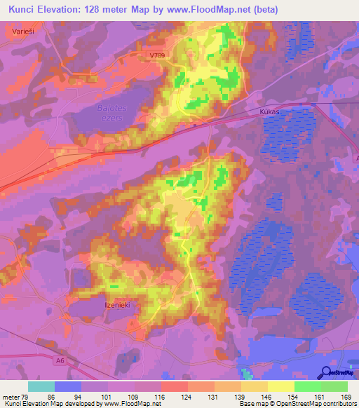 Kunci,Latvia Elevation Map