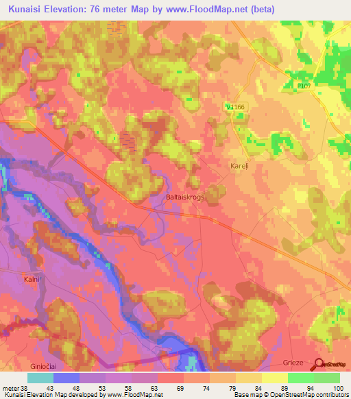 Kunaisi,Latvia Elevation Map