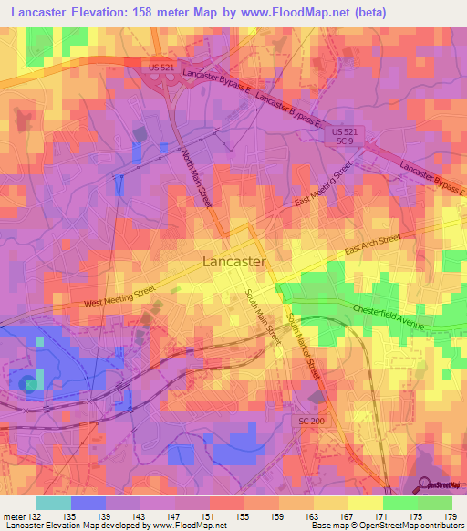 Lancaster,US Elevation Map