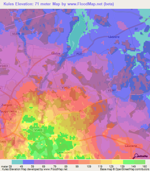 Kules,Latvia Elevation Map