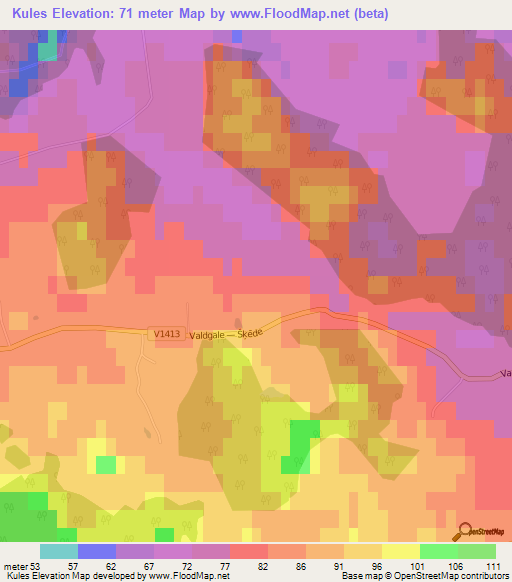 Kules,Latvia Elevation Map