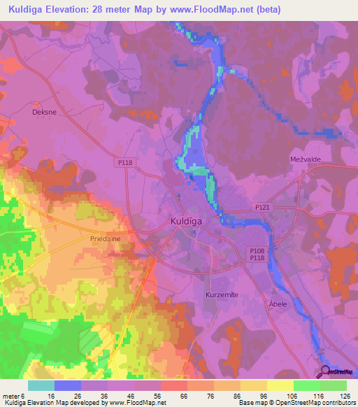 Kuldiga,Latvia Elevation Map