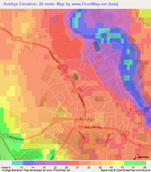 Kuldiga,Latvia Elevation Map