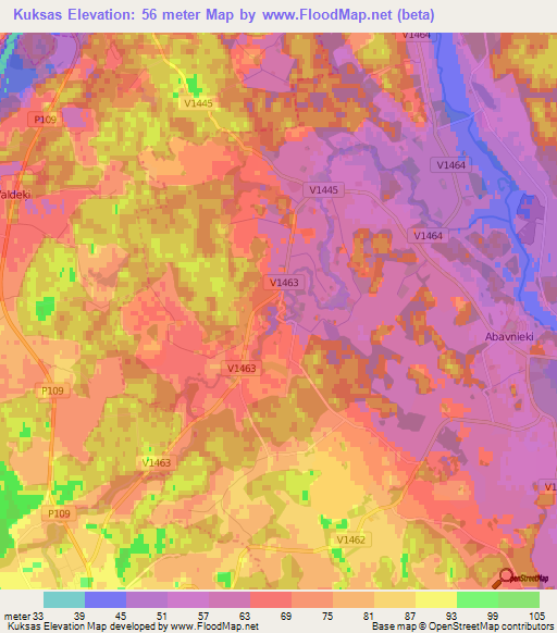 Kuksas,Latvia Elevation Map