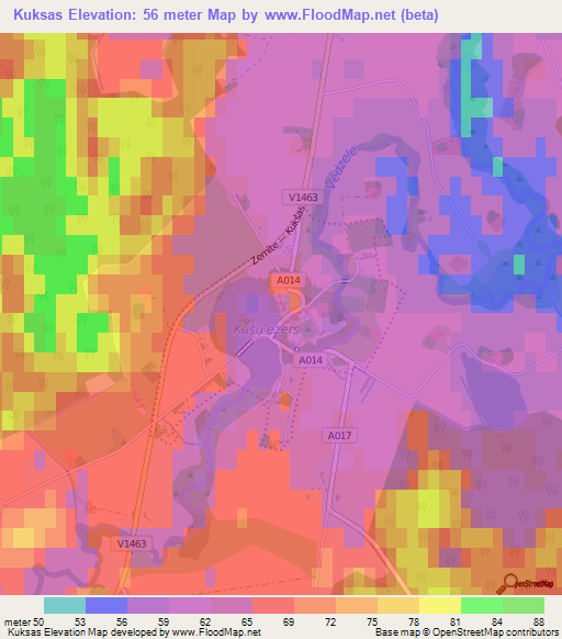 Kuksas,Latvia Elevation Map