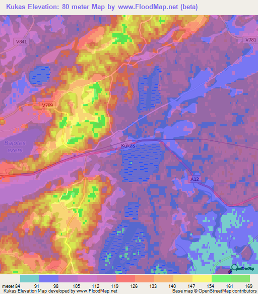 Kukas,Latvia Elevation Map