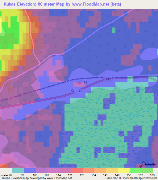 Kukas,Latvia Elevation Map