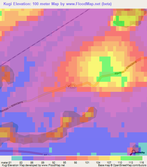 Kugi,Latvia Elevation Map