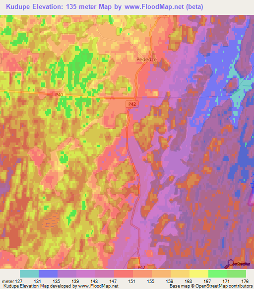 Kudupe,Latvia Elevation Map