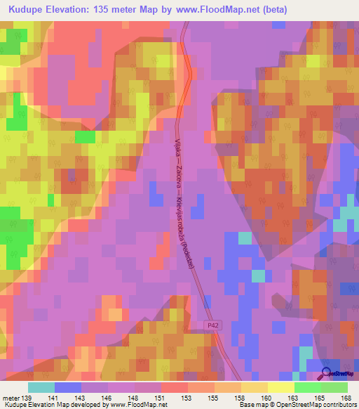 Kudupe,Latvia Elevation Map