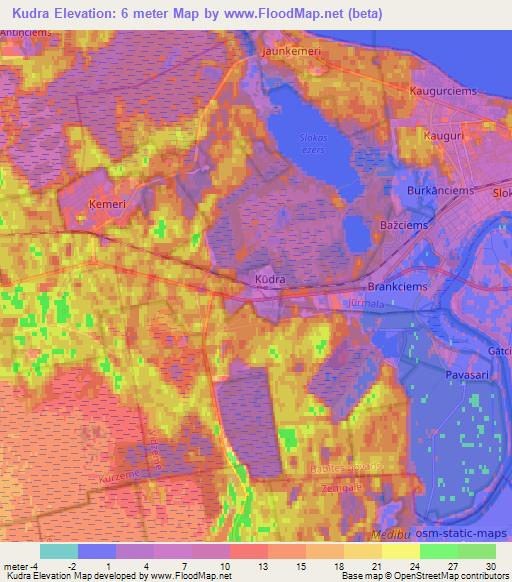 Kudra,Latvia Elevation Map