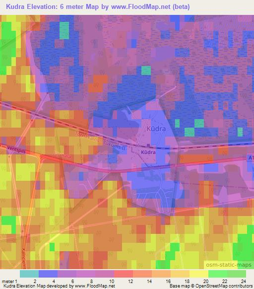 Kudra,Latvia Elevation Map