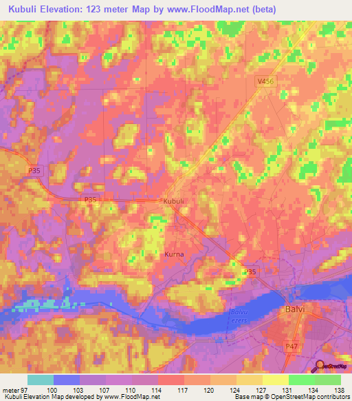 Kubuli,Latvia Elevation Map