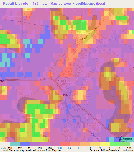 Kubuli,Latvia Elevation Map