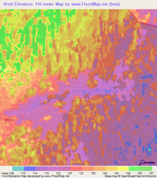 Kruti,Latvia Elevation Map