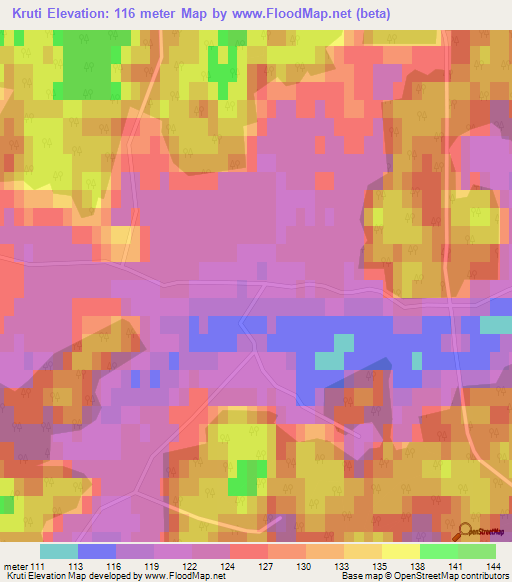 Kruti,Latvia Elevation Map