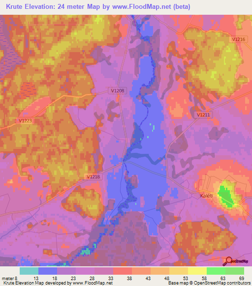 Krute,Latvia Elevation Map