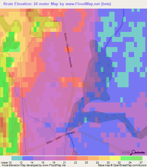 Krute,Latvia Elevation Map