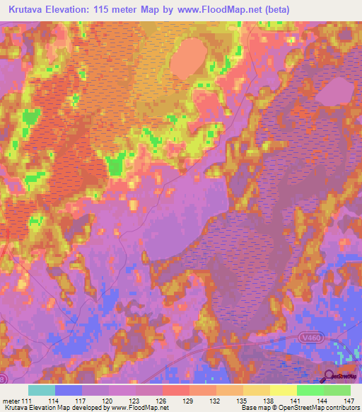 Krutava,Latvia Elevation Map