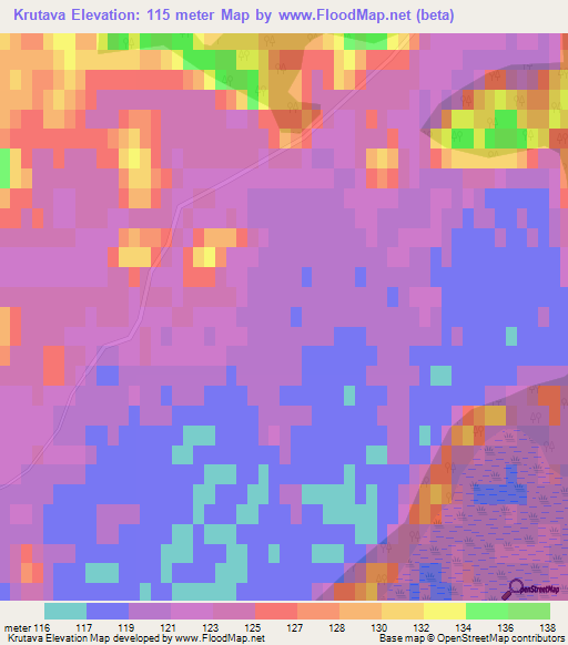 Krutava,Latvia Elevation Map