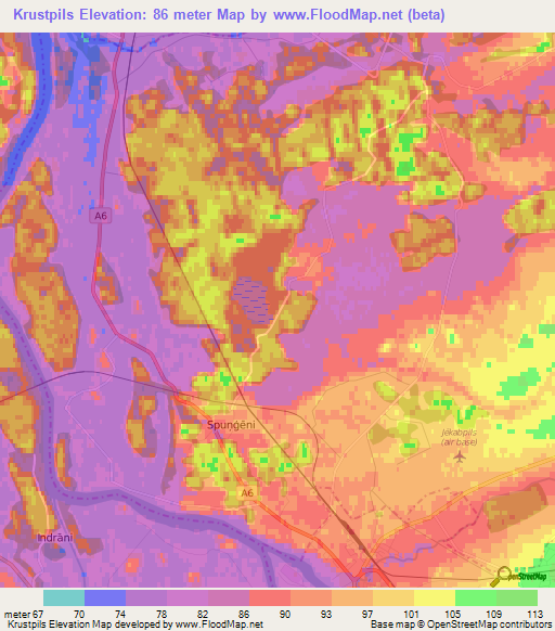 Krustpils,Latvia Elevation Map