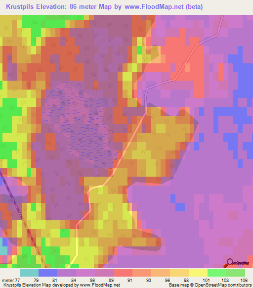 Krustpils,Latvia Elevation Map