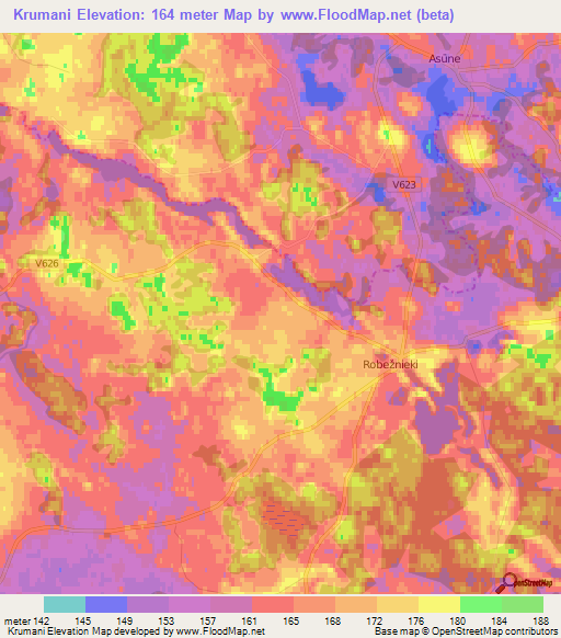 Krumani,Latvia Elevation Map