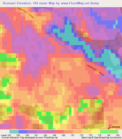 Krumani,Latvia Elevation Map